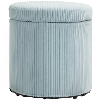 Round Storage Ottoman Upholstered in Velvet Padded Seat Removable Lid for Hallway Bedroom Living Room Ø40x41 cm Light Blue