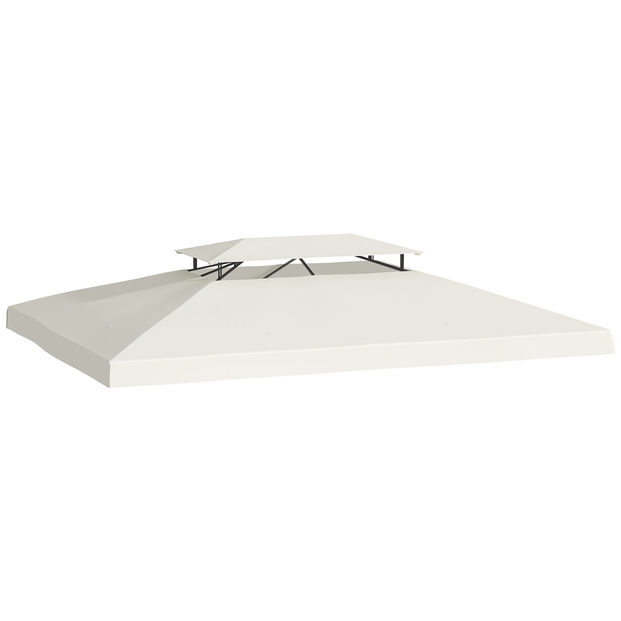 Replacement Canopy for Garden Gazebo 4x3m 2-Tier Breathable Roof Replacement Cover with 8 Drainage Holes for Outdoor Patio Beige