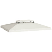 Replacement Canopy for Garden Gazebo 4x3m 2-Tier Breathable Roof Replacement Cover with 8 Drainage Holes for Outdoor Patio Beige
