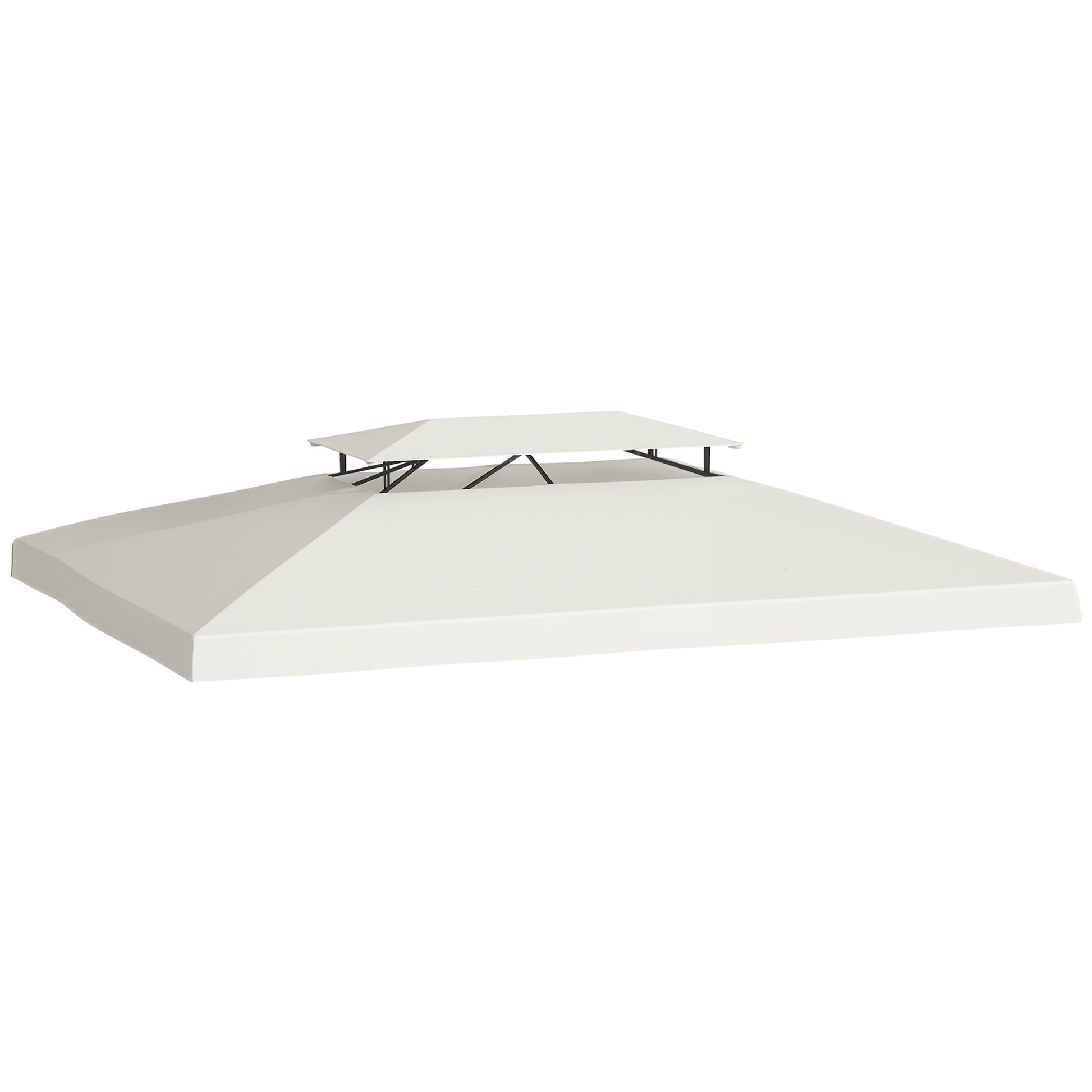 Replacement Canopy for Garden Gazebo 4x3m 2-Tier Breathable Roof Replacement Cover with 8 Drainage Holes for Outdoor Patio Beige
