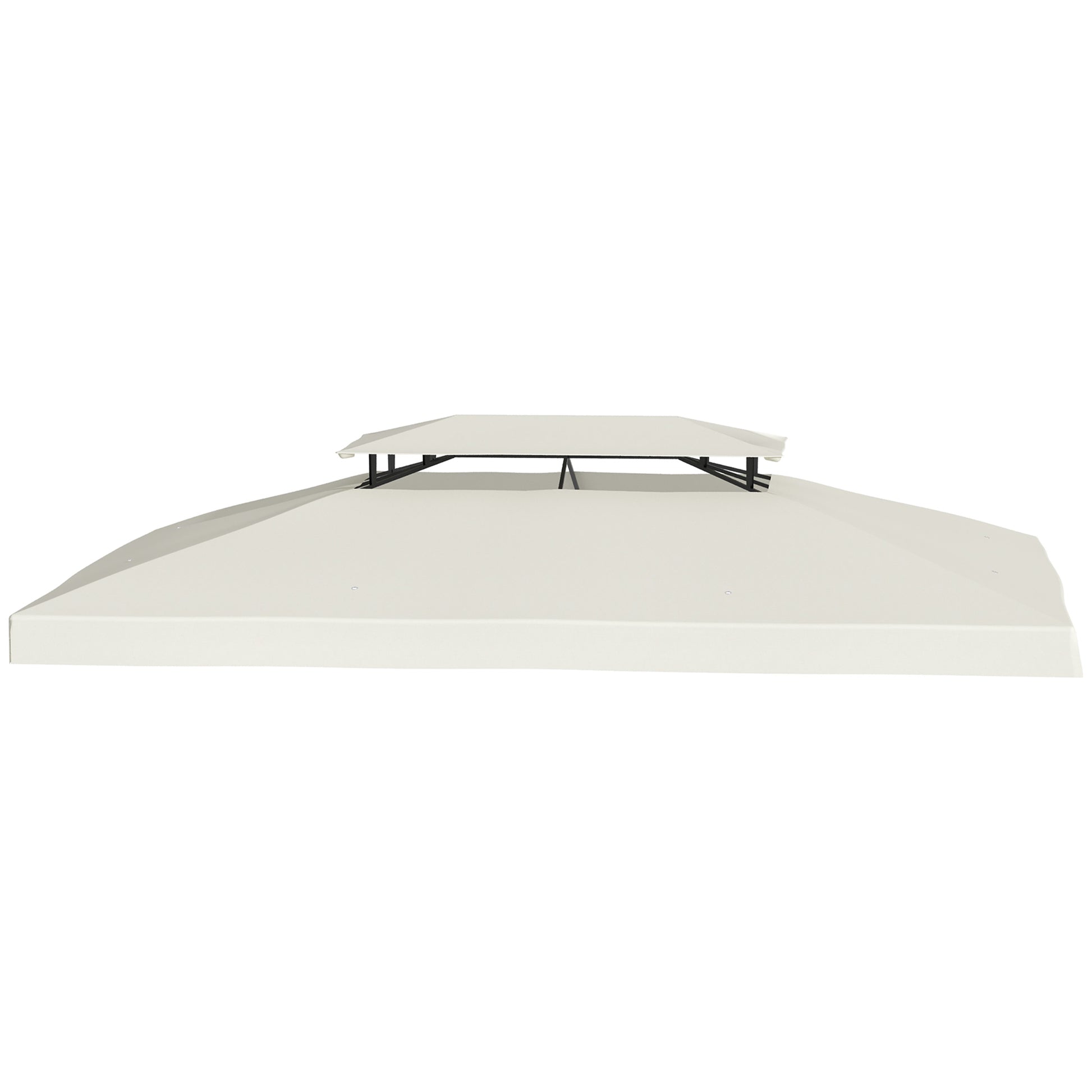 Replacement Canopy for Garden Gazebo 4x3m 2-Tier Breathable Roof Replacement Cover with 8 Drainage Holes for Outdoor Patio Beige