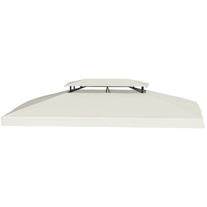 Replacement Canopy for Garden Gazebo 4x3m 2-Tier Breathable Roof Replacement Cover with 8 Drainage Holes for Outdoor Patio Beige