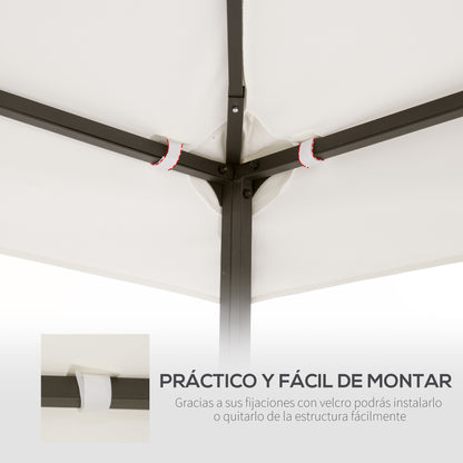 Replacement Canopy for Garden Gazebo 4x3m 2-Tier Breathable Roof Replacement Cover with 8 Drainage Holes for Outdoor Patio Beige