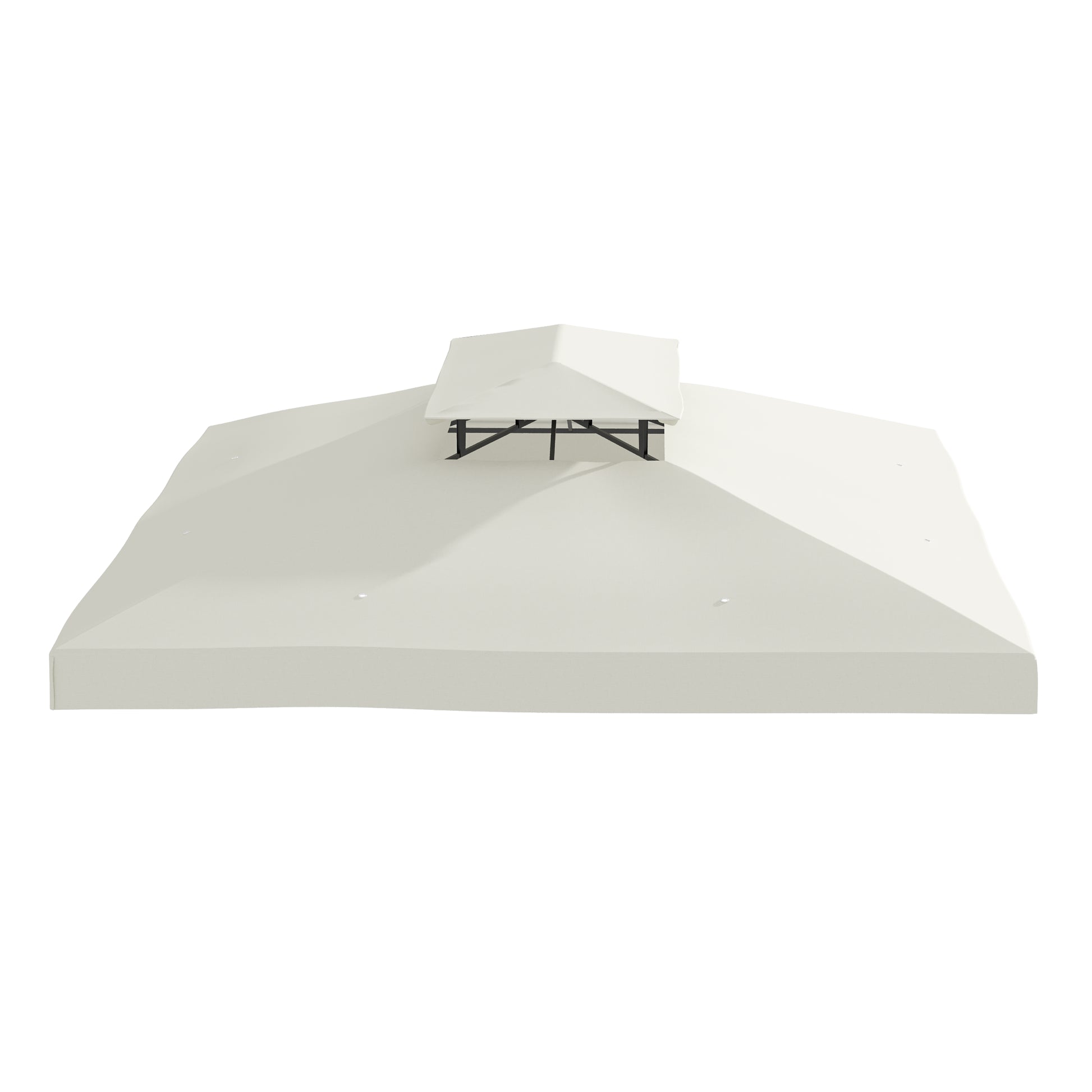 Replacement Canopy for Garden Gazebo 4x3m 2-Tier Breathable Roof Replacement Cover with 8 Drainage Holes for Outdoor Patio Beige