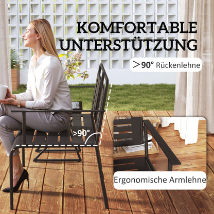 2-Seater Garden Bench, Bench with Slatted Design, Water-Resistant Garden Furniture with Backrest & Armrests, Park Bench 240kg Load Capacity, Balcony Bench for Terrace, Garden, 121 x 64 x 84cm, Black