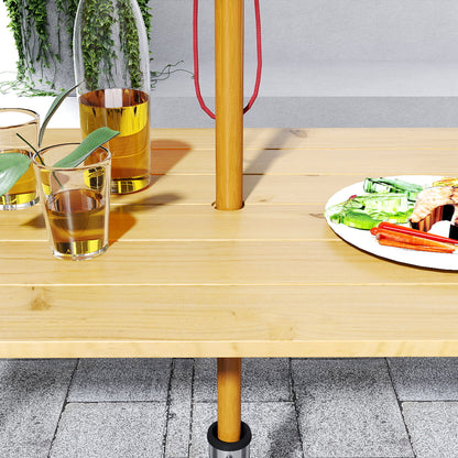 Wooden Beer Tent Set 3-Piece Party Tent Set with Umbrella Hole Beer Table 2 x Beer Bench Beer Table Set Seating Set Garden Furniture Set for Balcony, Camping, Garden 175 x 148 x 78 cm Natural Wood