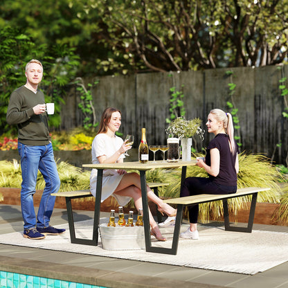 Wooden Beer Tent Set 3-Piece Party Tent Set with Umbrella Hole Beer Table 2 x Beer Bench Beer Table Set Seating Set Garden Furniture Set for Balcony, Camping, Garden 175 x 148 x 78 cm Natural Wood