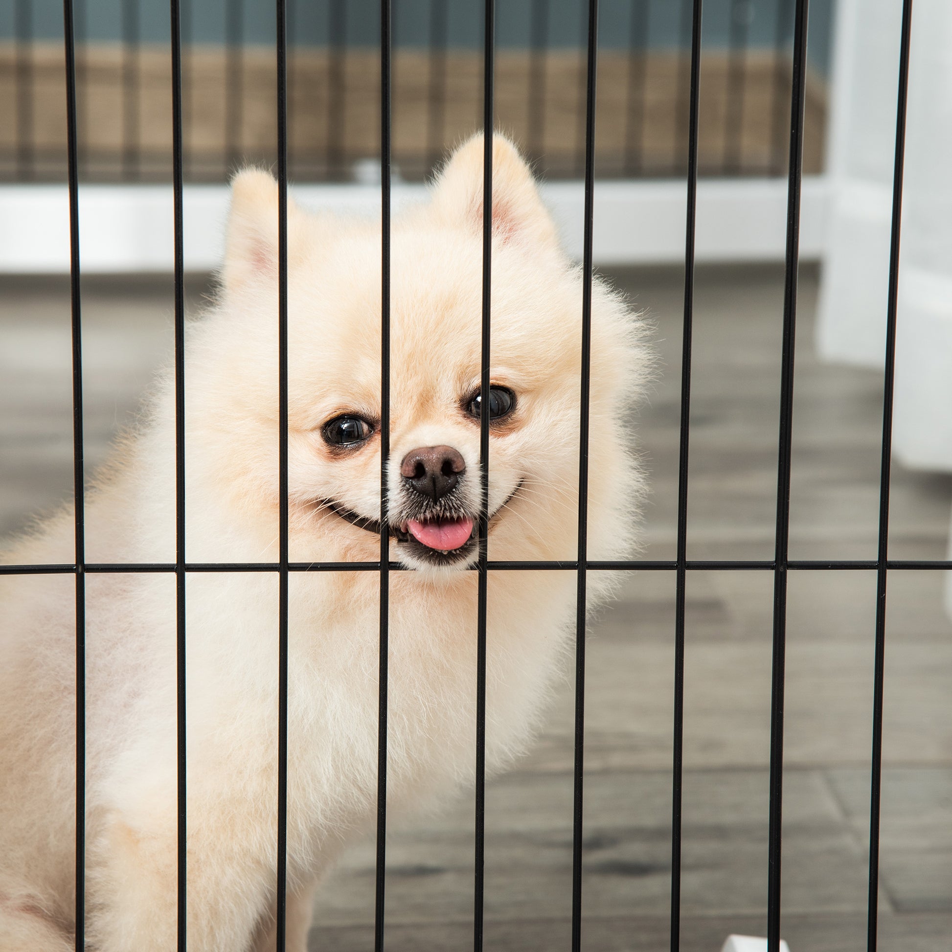 Folding Dog Safety Barrier 104x30.3 inches 4-Panel Wooden Gate with Feet and Frame for Doors Stairs Hallways White