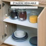 Kitchen Service Trolley with Wheels Multi-storage Double Door Cabinet + 2 Shelves + Drawer Particle Board Oak Black
