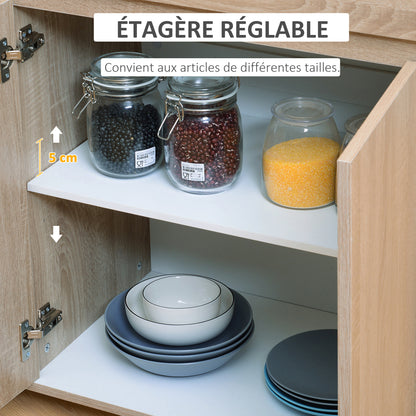 Kitchen Service Trolley with Wheels Multi-storage Double Door Cabinet + 2 Shelves + Drawer Particle Board Oak Black