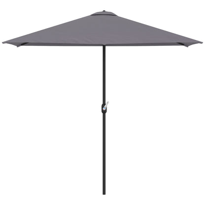 Rectangular Umbrella 90.55"L x 51.18"W x 96.45"H Wall Parasol Half Umbrella with Crank UV Protection 30+ Waterproof Umbrella for Balcony Terrace Garden Gray