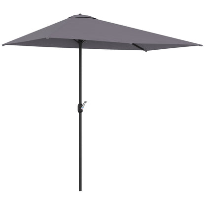 Rectangular Umbrella 90.55"L x 51.18"W x 96.45"H Wall Parasol Half Umbrella with Crank UV Protection 30+ Waterproof Umbrella for Balcony Terrace Garden Gray