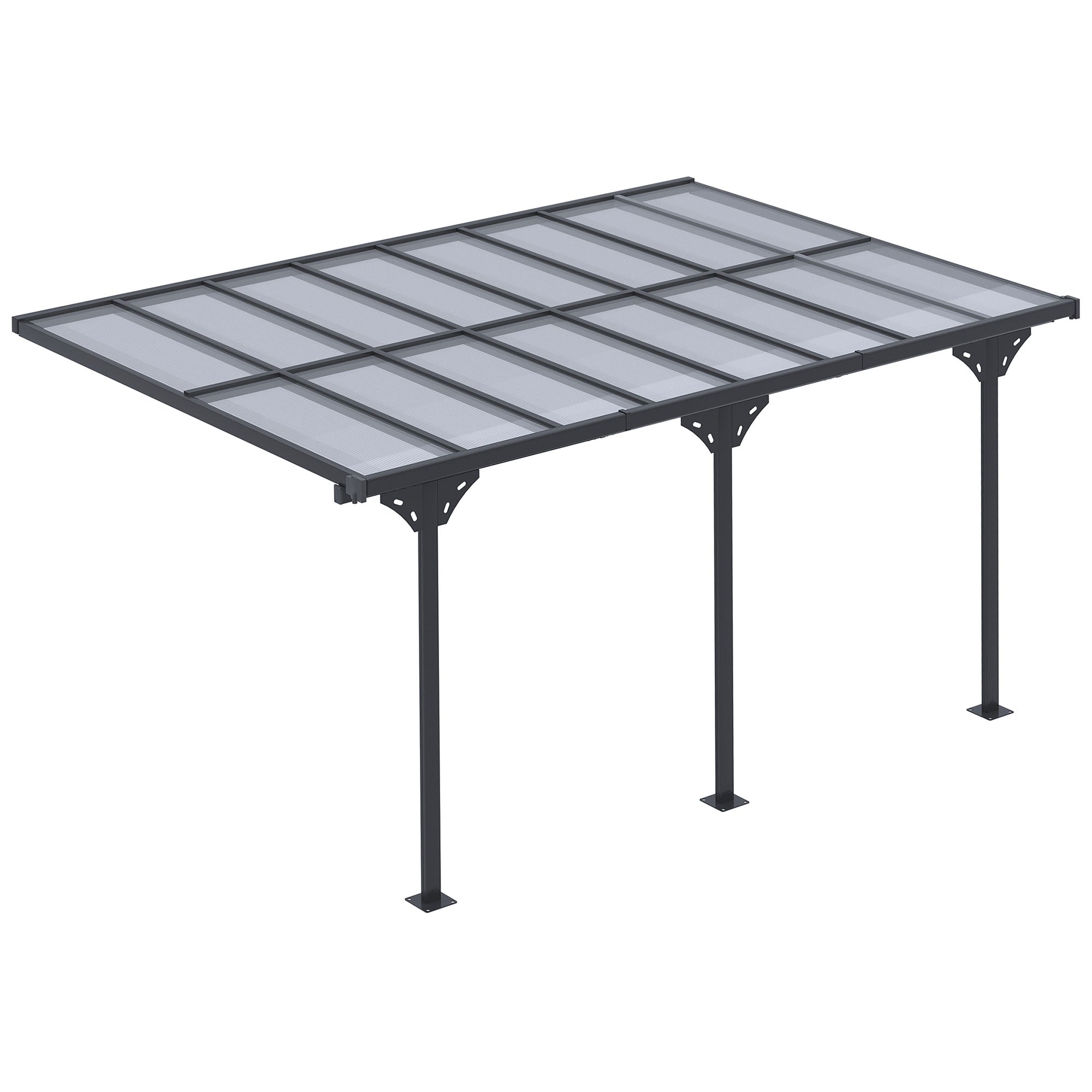 Pergola Gazebo 4 x 3 m Garden Canopy Tent Adjustable Height Sunshade Patio Cover Aluminum Grey