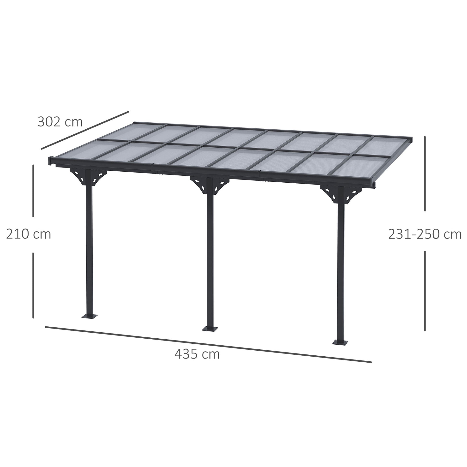 Pergola Gazebo 4 x 3 m Garden Canopy Tent Adjustable Height Sunshade Patio Cover Aluminum Grey