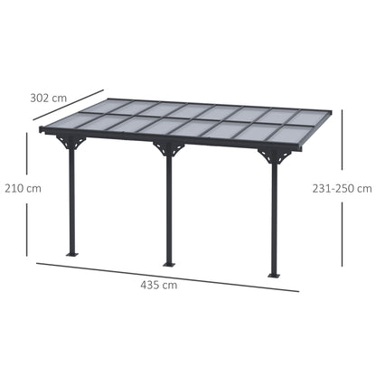 Pergola Gazebo 4 x 3 m Garden Canopy Tent Adjustable Height Sunshade Patio Cover Aluminum Grey