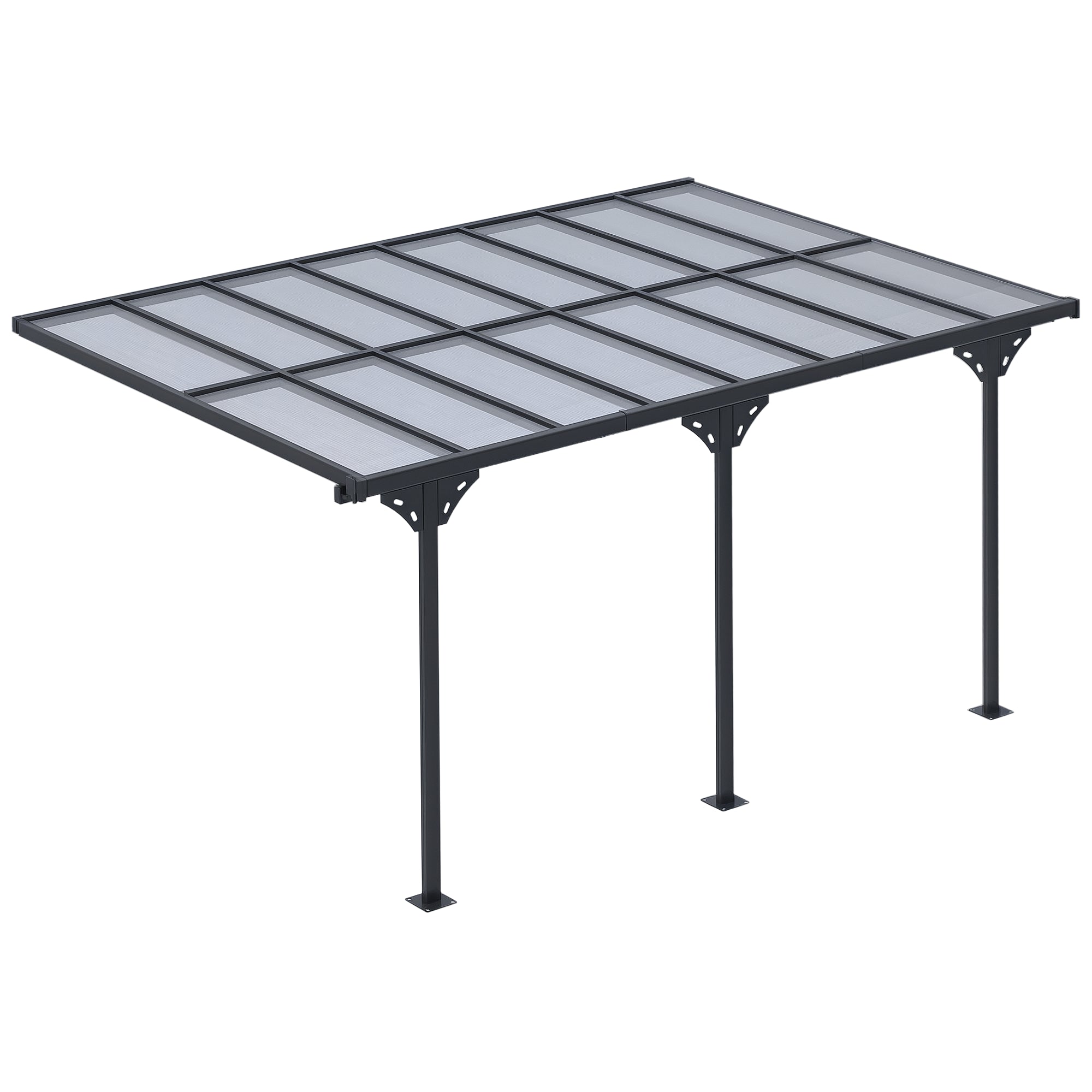 Pergola Gazebo 4 x 3 m Garden Canopy Tent Adjustable Height Sunshade Patio Cover Aluminum Grey