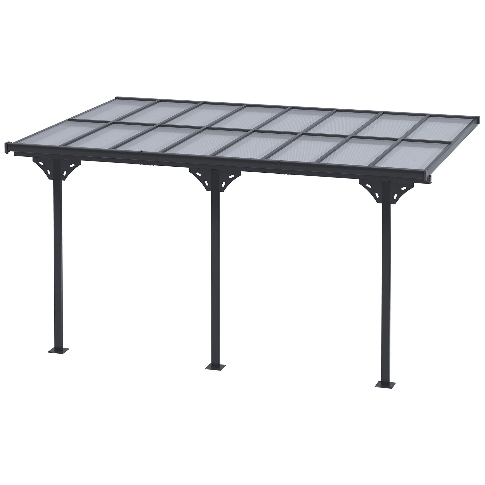 Pergola Gazebo 4 x 3 m Garden Canopy Tent Adjustable Height Sunshade Patio Cover Aluminum Grey