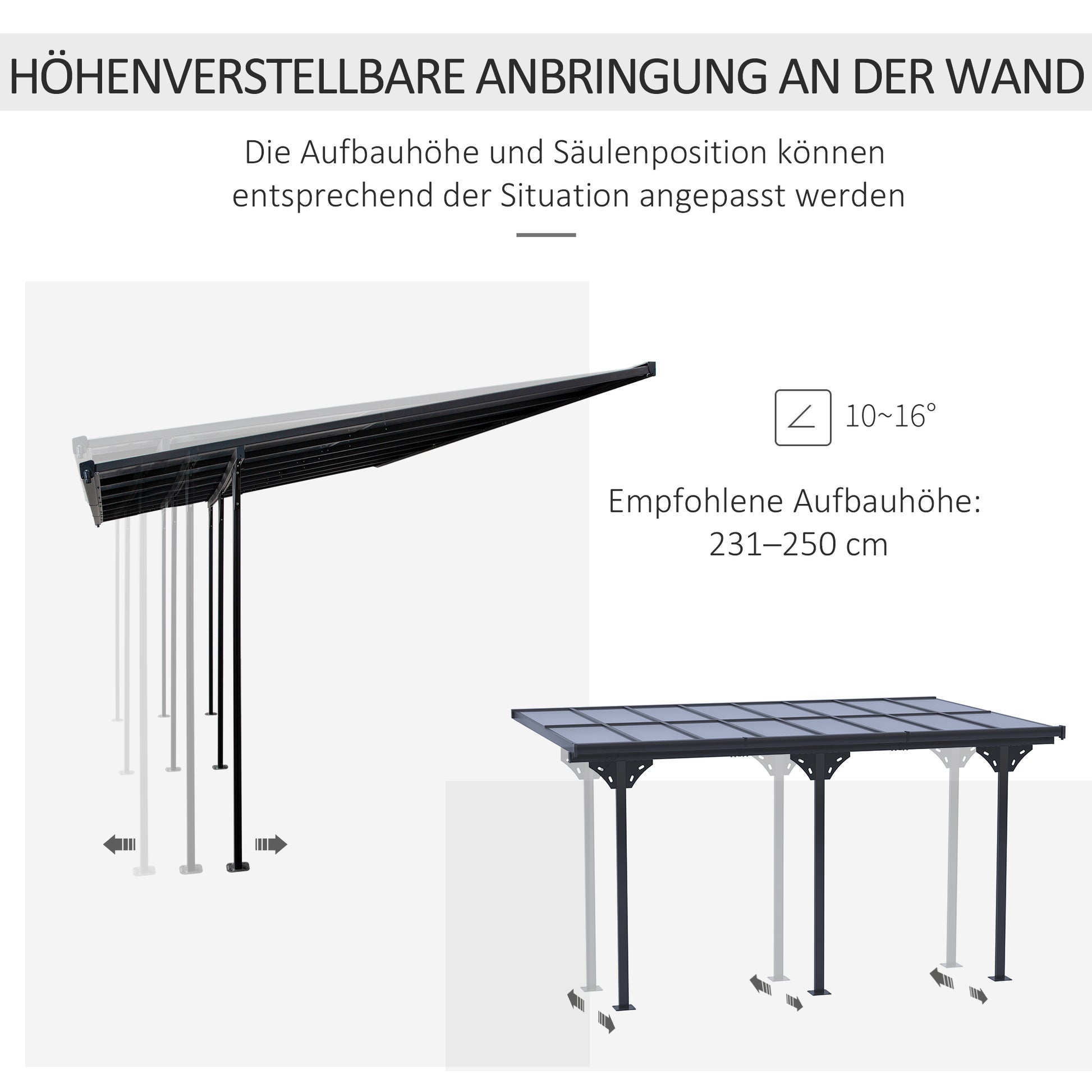 Pergola Gazebo 4 x 3 m Garden Canopy Tent Adjustable Height Sunshade Patio Cover Aluminum Grey