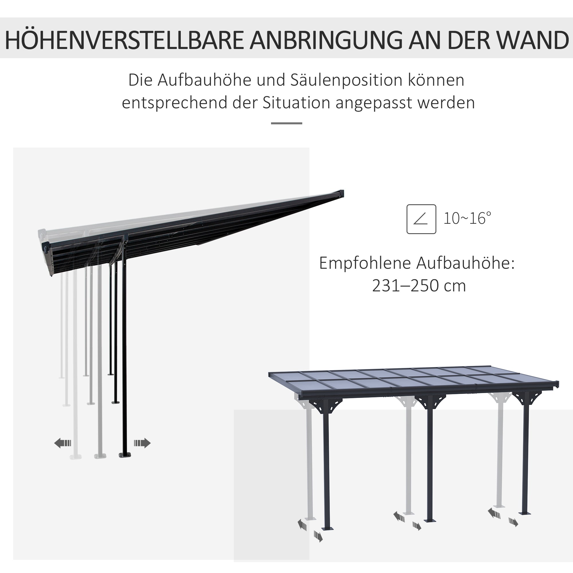 Pergola Gazebo 4 x 3 m Garden Canopy Tent Adjustable Height Sunshade Patio Cover Aluminum Grey