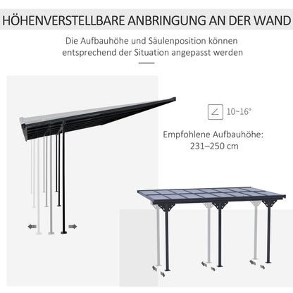 Pergola Gazebo 4 x 3 m Garden Canopy Tent Adjustable Height Sunshade Patio Cover Aluminum Grey