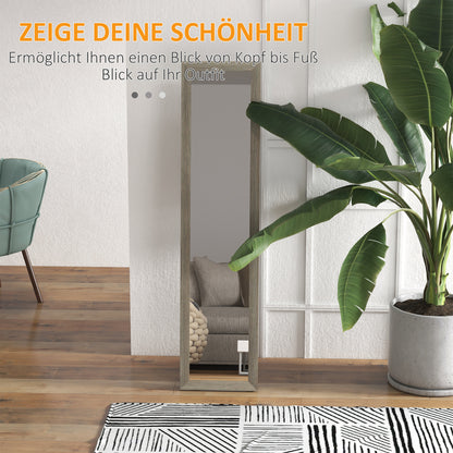 Full-Length Mirror, 37 x 157 cm (14.6 x 61.8 in) — Wall-Mountable or Freestanding Rectangular Framed Mirror for Living Room, Bedroom or Hallway, Gray