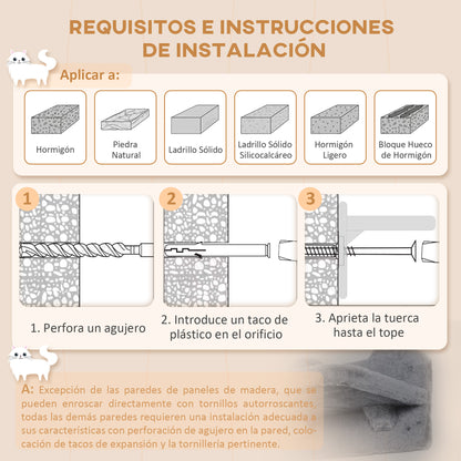 Wall-Mounted Cat Climbing Shelf Cat Shelves 4 Pieces with Hammock Nest Scratcher Jumping Platforms and Sisal Post Dark Gray