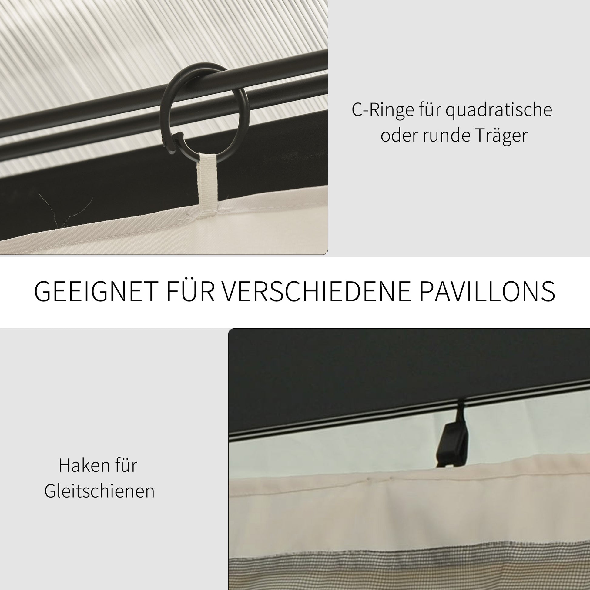 Side Wall 4-Piece Set for 3x4m Pavilion Side Walls with Hooks 352 x 205 cm Waterproof Stable Winterproof Side Panel Sides for Party Tent Garden Pavilion Beige