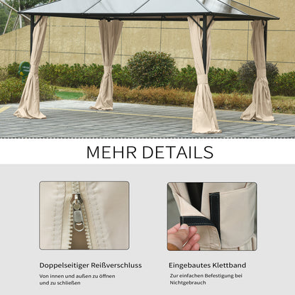 Side Wall 4-Piece Set for 3x4m Pavilion Side Walls with Hooks 352 x 205 cm Waterproof Stable Winterproof Side Panel Sides for Party Tent Garden Pavilion Beige
