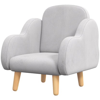 ZONEKIZ Scandinavian Style Children's Armchair with Cloud-Shaped Arms, Children's Armchair up to 3 Years in Fabric, 46x51x55cm, Grey
