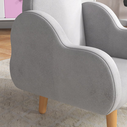 ZONEKIZ Scandinavian Style Children's Armchair with Cloud-Shaped Arms, Children's Armchair up to 3 Years in Fabric, 46x51x55cm, Grey