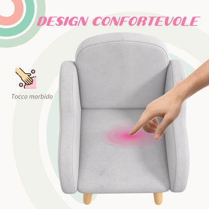 ZONEKIZ Scandinavian Style Children's Armchair with Cloud-Shaped Arms, Children's Armchair up to 3 Years in Fabric, 46x51x55cm, Grey