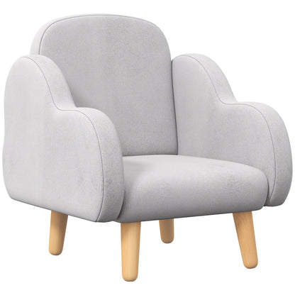 ZONEKIZ Scandinavian Style Children's Armchair with Cloud-Shaped Arms, Children's Armchair up to 3 Years in Fabric, 46x51x55cm, Grey