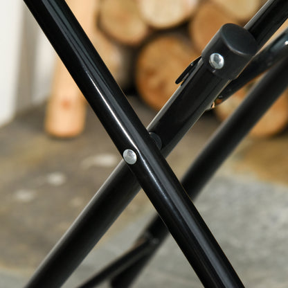 Folding Garden Table Ø45cm, Weatherproof Metal Balcony Table, Folding Table with Water Ripple Pattern, Outdoor Dining Table, Round Side Table for Garden Balcony Black