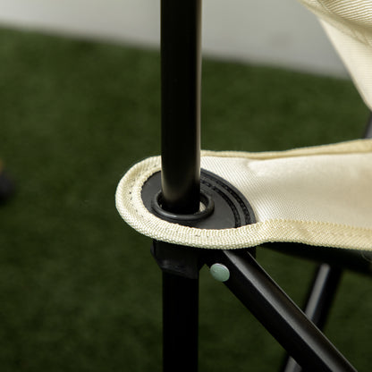 Camping Chair Foldable Garden Chair with Side Pocket, Steel Legs, Folding Chair with Carry Bag for Pool, Beach, Oxford, White