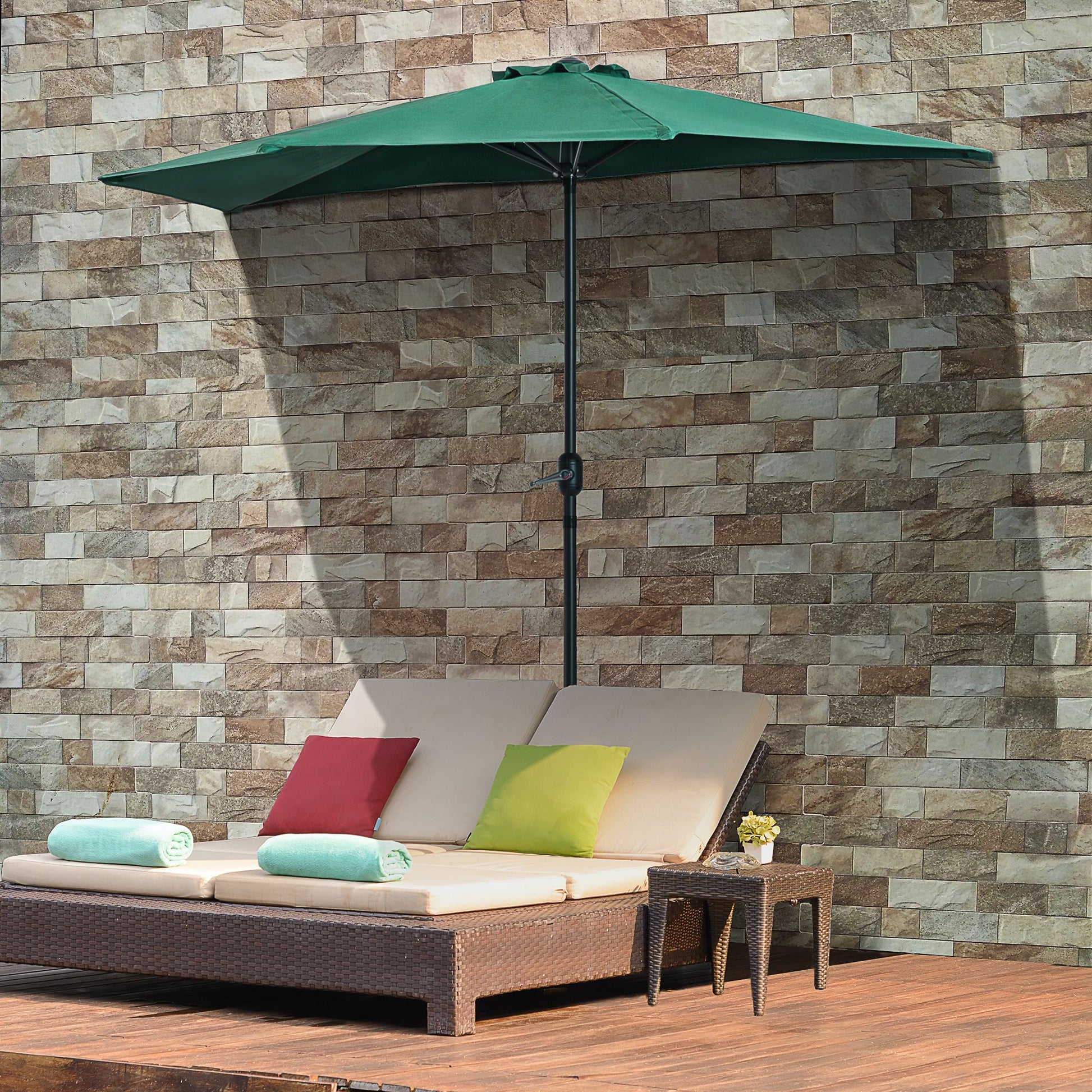 Umbrella 106x54x93 inches Garden Parasol with Crank and Semicircular Shape for Outdoor Terrace Patio Pool Green