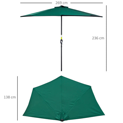 Umbrella 106x54x93 inches Garden Parasol with Crank and Semicircular Shape for Outdoor Terrace Patio Pool Green