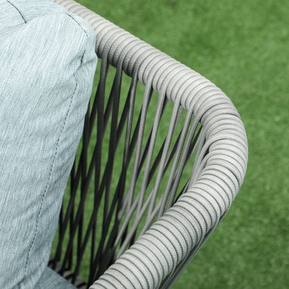 4-piece Rattan Garden Furniture Set, Seating Set with Cushions, Set with 2 Double Sofas, 1 Corner Sofa, 1 Coffee Table, Garden Set for Balcony, Patio, Aluminum+Polyester, Grey