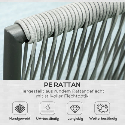 4-piece Rattan Garden Furniture Set, Seating Set with Cushions, Set with 2 Double Sofas, 1 Corner Sofa, 1 Coffee Table, Garden Set for Balcony, Patio, Aluminum+Polyester, Grey