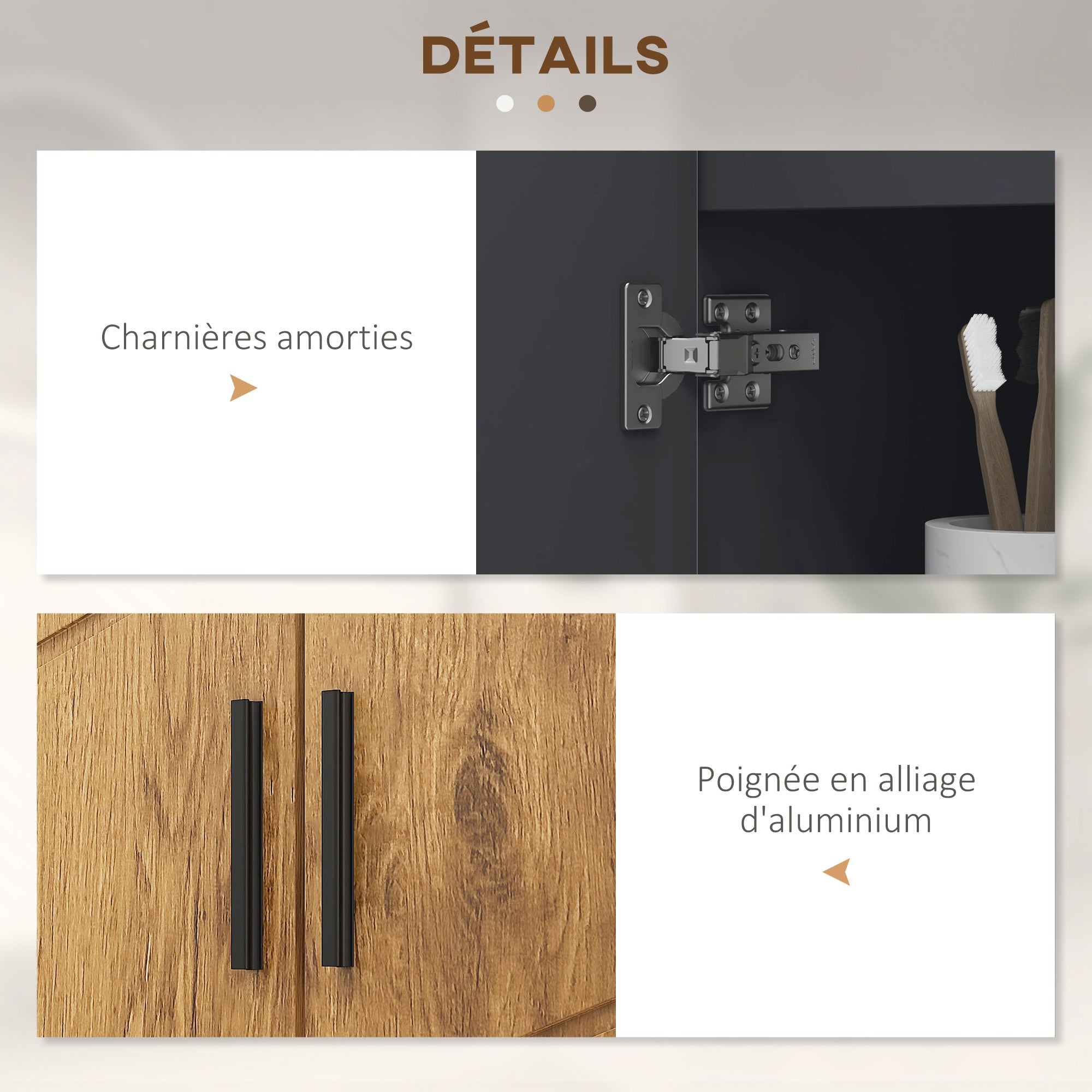 Under Sink Bathroom Cabinet 2 Doors with Adjustable Shelf Storage Cupboard for Washbasin 60 x 30 x 60 cm Anthracite Grey and Wood effect