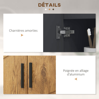 Under Sink Bathroom Cabinet 2 Doors with Adjustable Shelf Storage Cupboard for Washbasin 60 x 30 x 60 cm Anthracite Grey and Wood effect