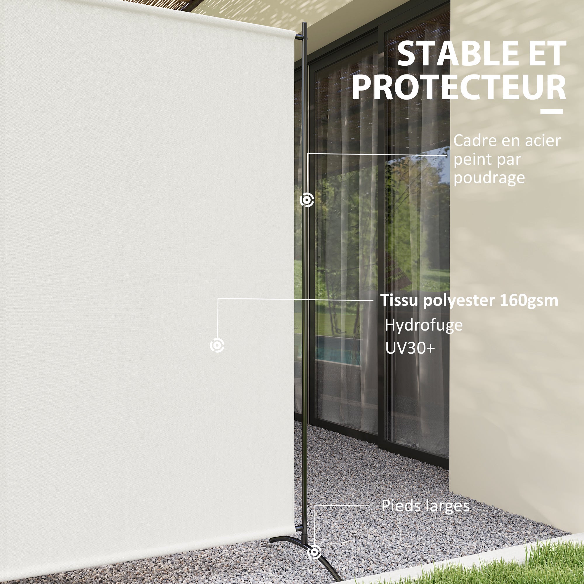 Single-Panel Outdoor Privacy Screen, UV30+ Water-Resistant Panel, Stable Base, Beige (71 x 19.7 x 71 in)