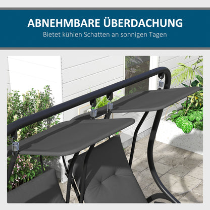 2-Seater Hollywood Swing Garden Swing with Sun Canopy Garden Steel Light Gray 170 x 136 x 170 cm