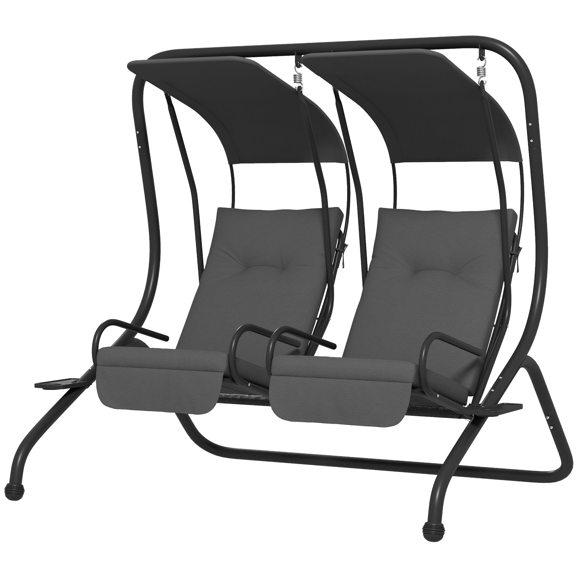 2-Seater Hollywood Swing Garden Swing with Sun Canopy Garden Steel Light Gray 170 x 136 x 170 cm