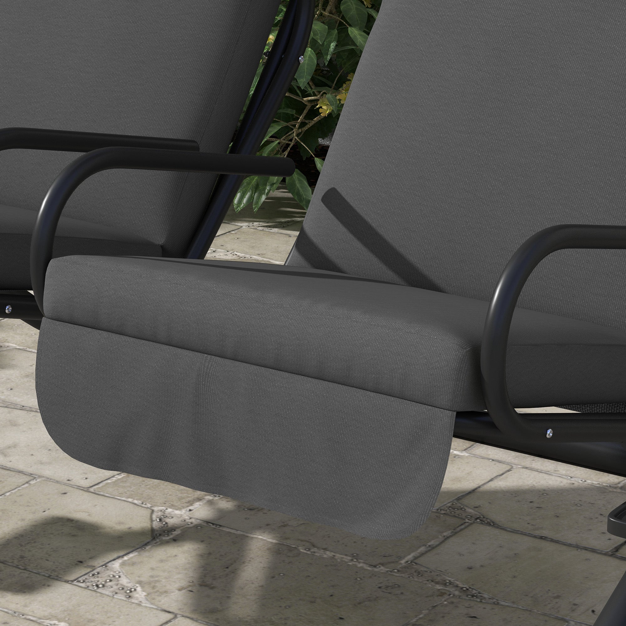 2-Seater Hollywood Swing Garden Swing with Sun Canopy Garden Steel Light Gray 170 x 136 x 170 cm