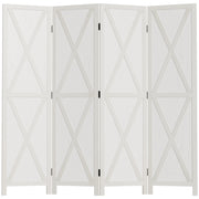 4 Panel Divider 182x170 cm Folding Room Divider Separator for Living Room Bedroom Office White