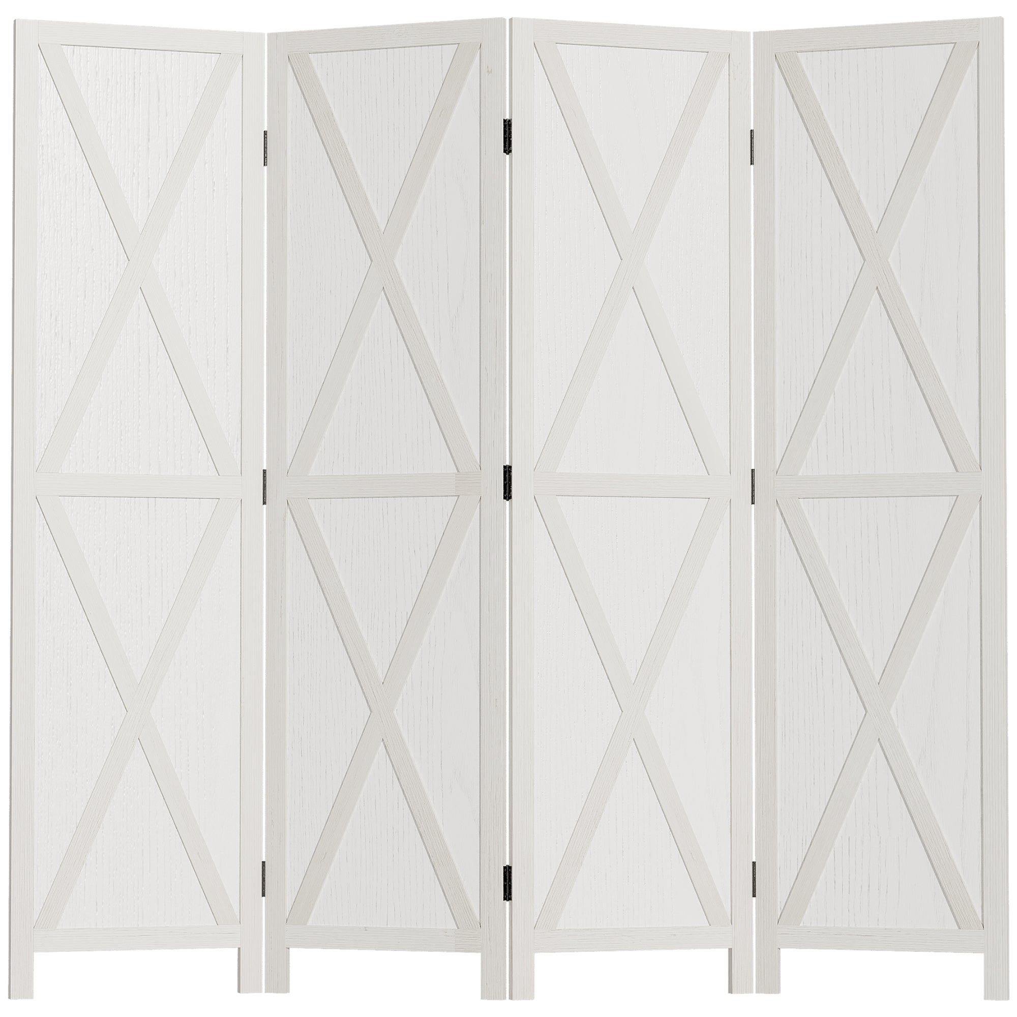 4 Panel Divider 182x170 cm Folding Room Divider Separator for Living Room Bedroom Office White