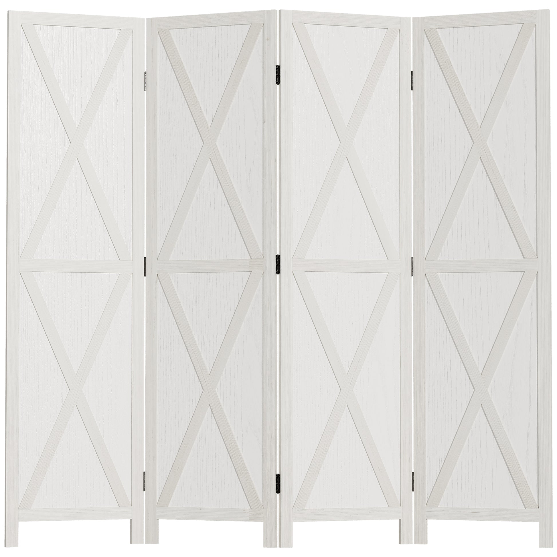 4 Panel Divider 182x170 cm Folding Room Divider Separator for Living Room Bedroom Office White