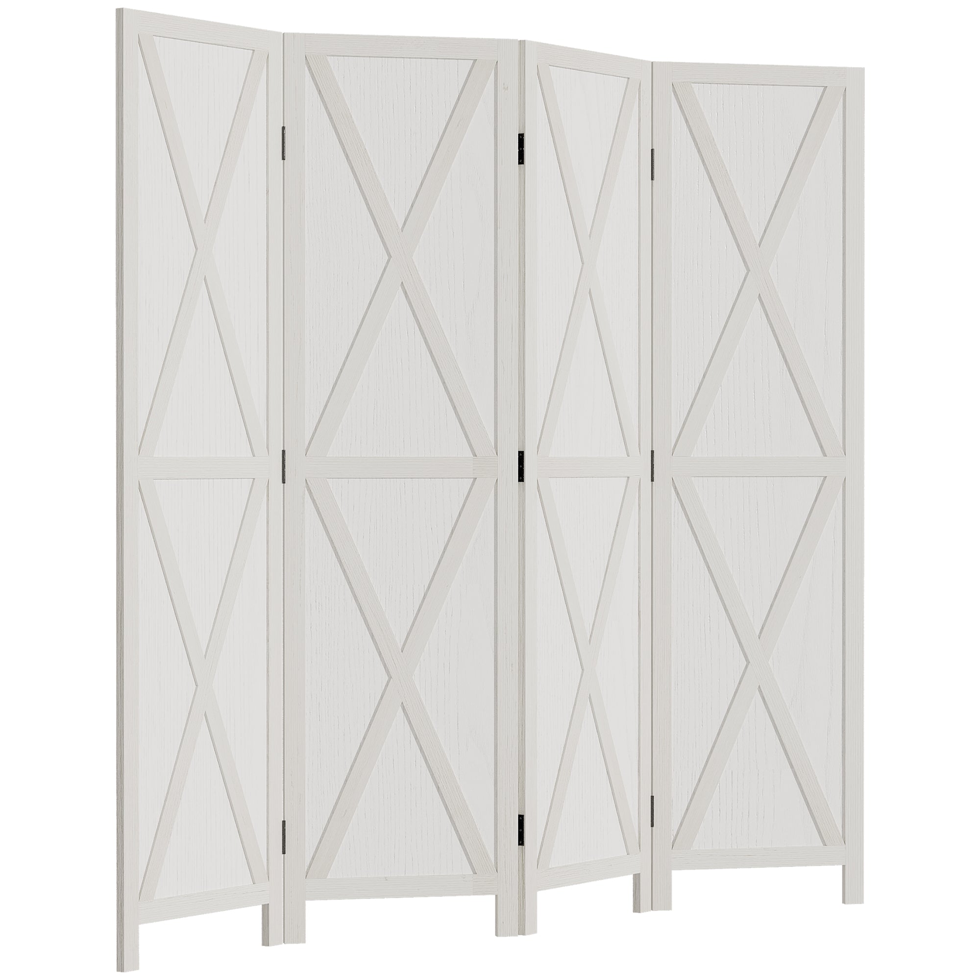 4 Panel Divider 182x170 cm Folding Room Divider Separator for Living Room Bedroom Office White
