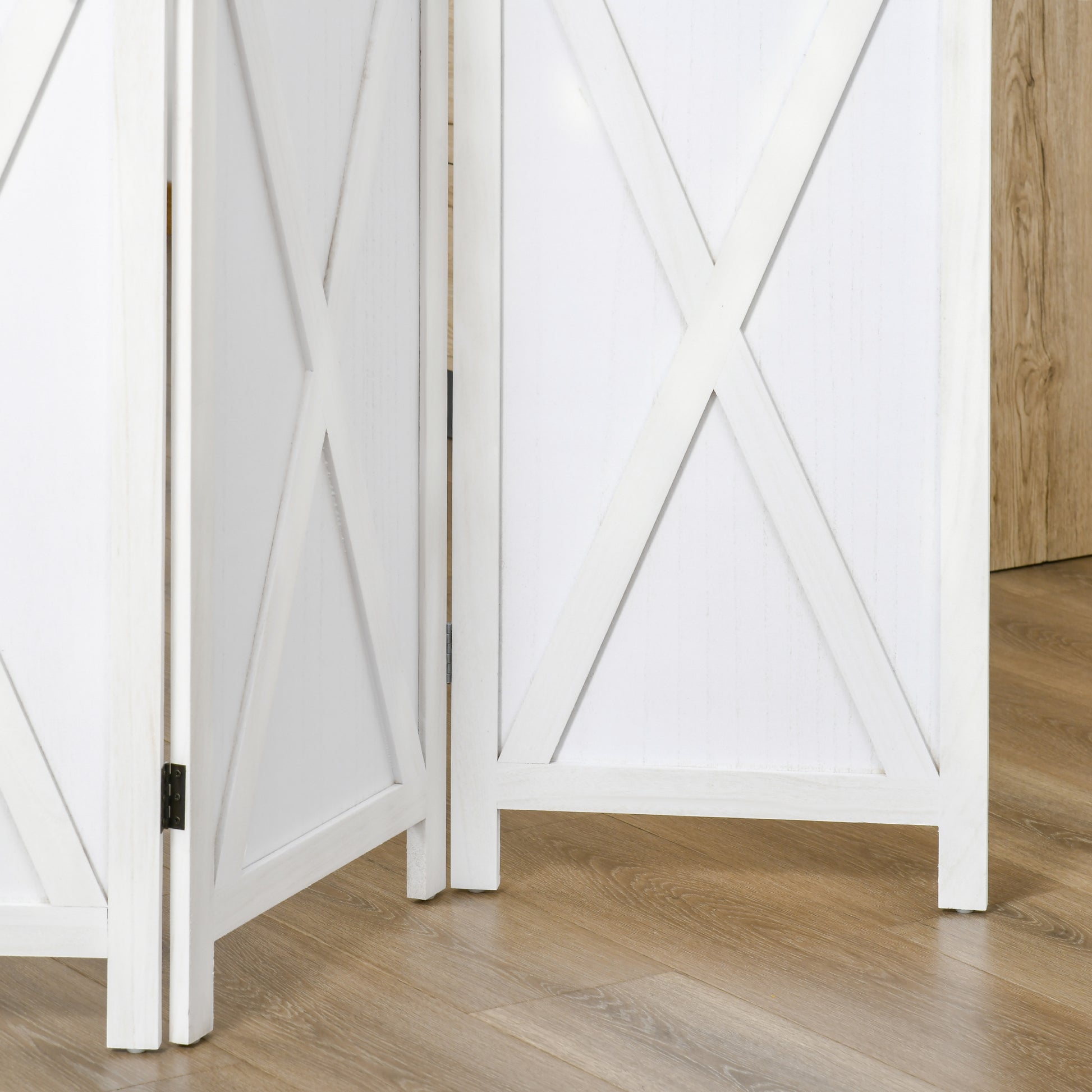 4 Panel Divider 182x170 cm Folding Room Divider Separator for Living Room Bedroom Office White