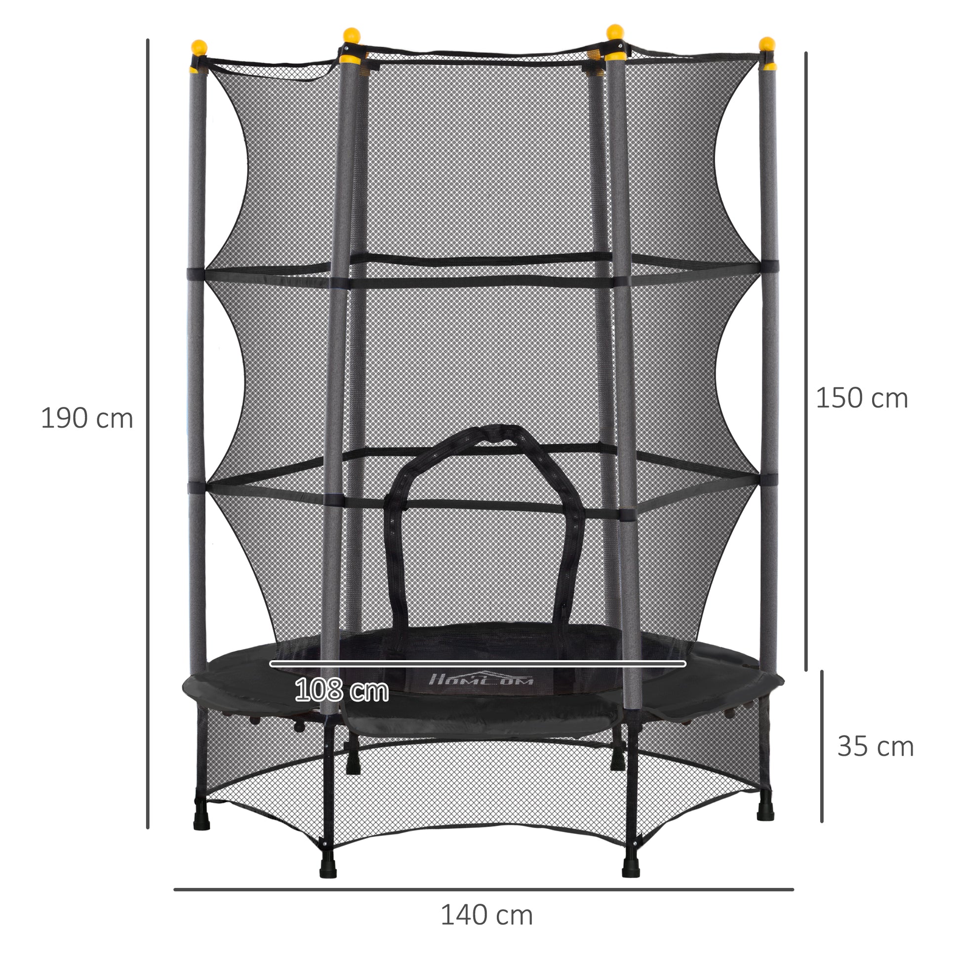 Children's Trampoline Ø140 cm, Trampoline with Safety Net, Edge Cover, Garden Trampoline for Children 3-10 Years, up to 50 kg Load Capacity, Black